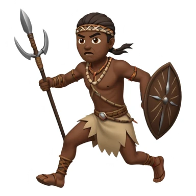 an angry tribal man holding a spear and running left sticker