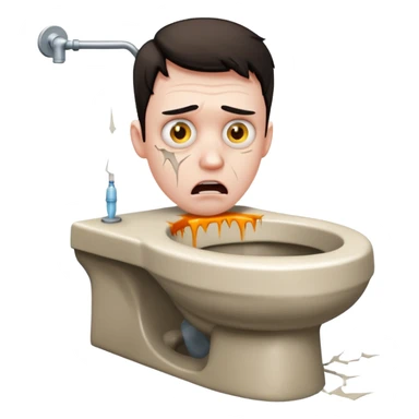 Evil toilet with man inside sticker