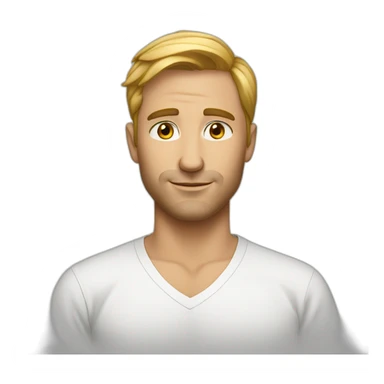 white man wearing long v neck t shirt sticker