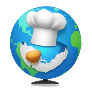 globe with a chef hat sticker