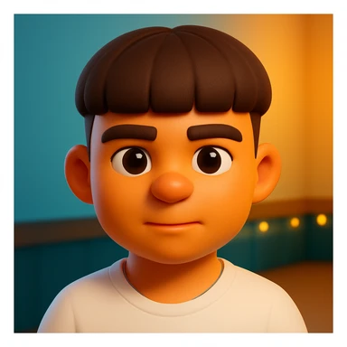 Transform this photo into a 3D emoji style portrait, keeping the main facial features and expression, with a smooth, rounded, cartoon-like look and vibrant colors. Emulate the Microsoft style 3D fluent emojis with a vibrant and friendly appearance. sticker