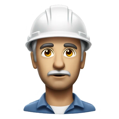 photorealistic Soviet serious man wearing a construction helmet sticker