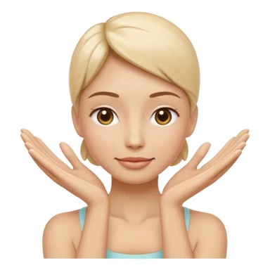 Minimal wellness-style emoji showing skin tightening, a hand gently lifting and supporting facial skin upward, subtle lifting gesture, smooth contours, natural and calm look, non-medical, non-cosmetic, no makeup, no injections, no surgery, clean, modern, trustworthy wellness aesthetic sticker