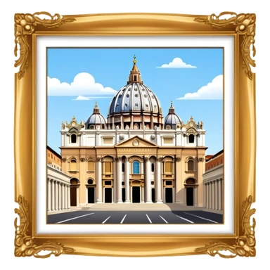 Cinematic Realistic St. Peter's Basilica Landmark Emoji, depicted with majestic, ornate architecture rendered with lifelike detail and regal lighting. sticker