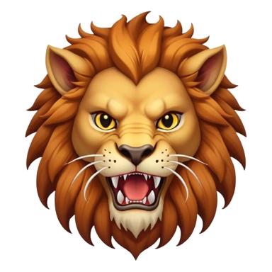Manticore face, mythical creature with human-like face, lion features, sharp teeth, and fierce expression sticker