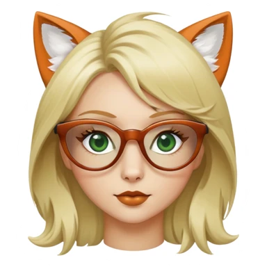 Io occhi verdi occhiali a forma di volpe capelli biondi media lunghezza nelle ciglia sticker