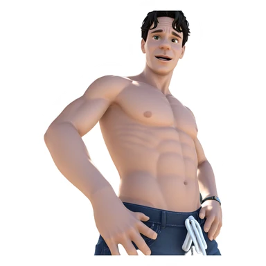 topless boy under blue sky sticker