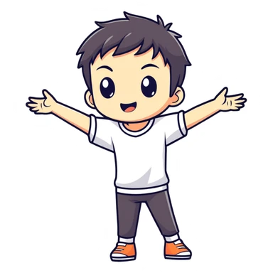 Cute anime style chibi male character with dark aesthetic with arms open wide  sticker