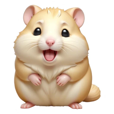 Cinematic Cute Yawning Cream Hamster Portrait Emoji, Head tilted slightly with a dramatic, wide-open yawn, showcasing a soft, pristine cream coat with tiny droopy ears, round dark eyes barely open in drowsy contentment, Simplified yet irresistibly adorable features, highly detailed, glowing with a soft, cozy glow, high shine, relaxed yet expressive, stylized with a touch of whimsy, bright and endearing, soft glowing outline, capturing the essence of a sleepy yet affectionate hamster, so drowsy it feels like it could stretch out of the screen and curl up for a nap! sticker