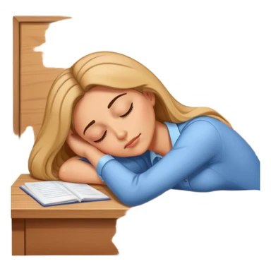 Tired woman teacher sleeping with head on desk sticker