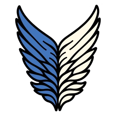 Wings of Freedom logo from Attack on Titan, overlapping blue and white wings, Survey Corps emblem sticker