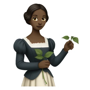 Charlotte Bronte holding a white rose in her hand sticker