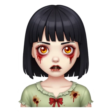Zombie girl with Black bangs hair sticker