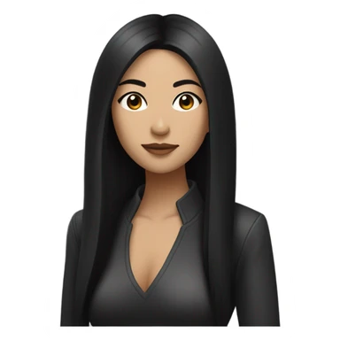 Baddie Asian long black hair straight Latina sticker