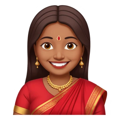 40 yr old chubby indian woman, dark skin, straight brown hair, big smile, white teeth sticker