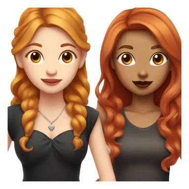two girls in love. one has red hair and a lip piercing, the other has light brown hair. next to them is a black cat sticker