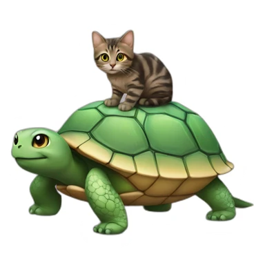 Un chat sur une tortue sticker