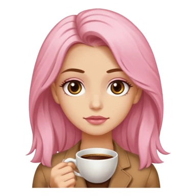 Crea una chica güerita con pelo largo café claro y raíces güeras, ojos rasgados cafés oscuros, suéter o camisa rosa claro sticker