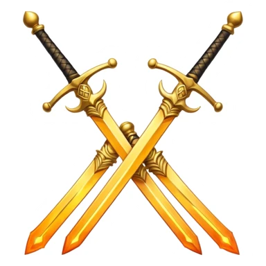 Two fiery royal golden swords crossed sticker