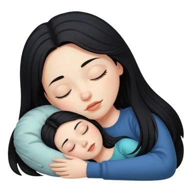 pale girl with long black hair sleeping  sticker