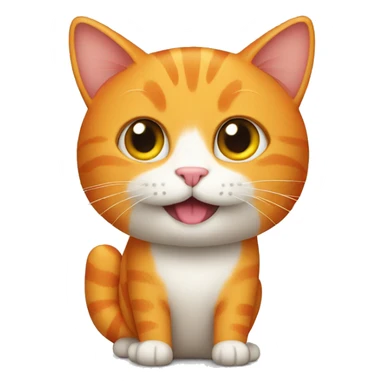 Orange cat holding a mango sticker