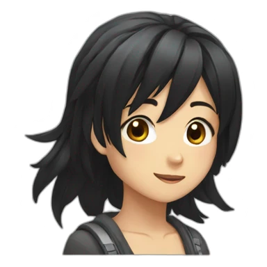 bouldering anime girl black hair sticker