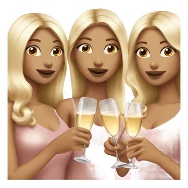 Three blonde long hair girls drinking champagne with rose gold outfits sticker