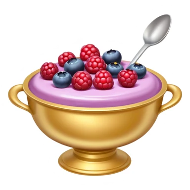 Yogurt with mixed berries in a golden bowl sticker