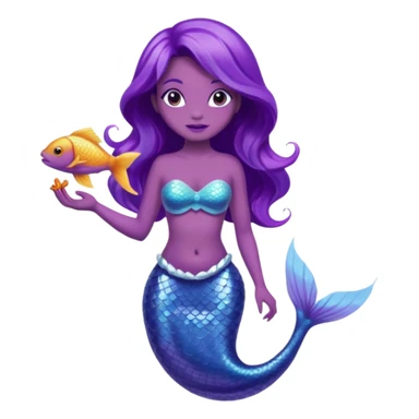 Purple tail mermaid with fish pet sticker