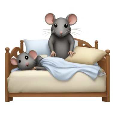 Rat and a human in a bed together sticker