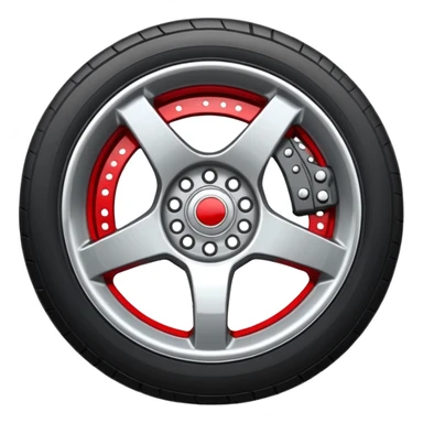 Car wheel emoji with red brake caliper sticker
