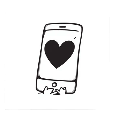smartphone with a big heart sticker