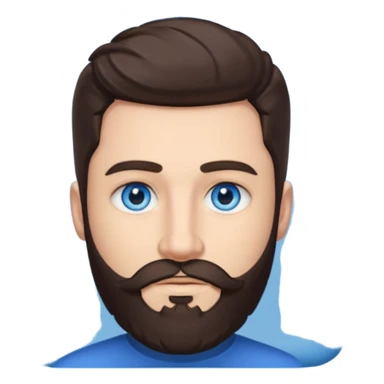 Frankie Zulferino (b.1990) with blue eyes, dark brown hair and beard sticker