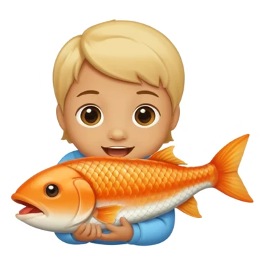 baby eating a fish sticker