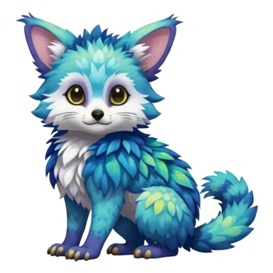 Colorful tropical exotic cute cool beautiful shiny beautiful fantasy-Trico-Cacomistle-oncilla-animal-Fakémon-hybrid-fursona (full body) sticker