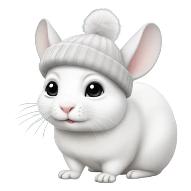 White chinchilla with beanie sticker