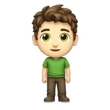 boy brown hair green eyes developer full body sticker