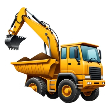 Excavator putting dirt in dump truck sticker