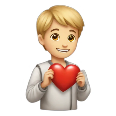 a boy who gives a red heart to a girl sticker