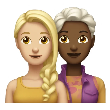 Blonde and brunette lesbian couple  sticker