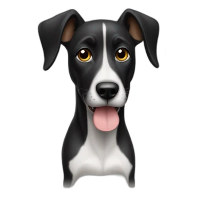 perro negro con una oreja levantada y la otra no sticker