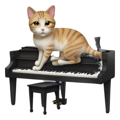 cat playing piano sticker