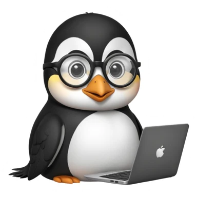 createa nice penguin and using his laptop sticker