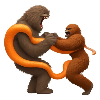 Brown Yeti fighting a Orange snake  sticker
