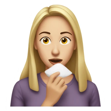 Woman sniffing salt sticker