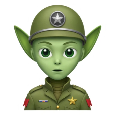 alien, wearing soldier custome, half body sticker