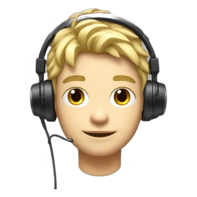 Blonde Short hair Gamer guy with headset and gamepad with neon Lighting sticker
