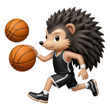 black hedgehog playing basketball sticker