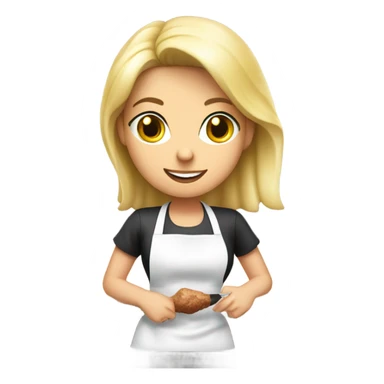 german blonde women working in kebap shop, white skin sticker