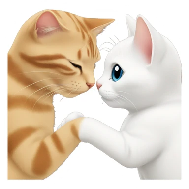 white cat kisses brown cat sticker